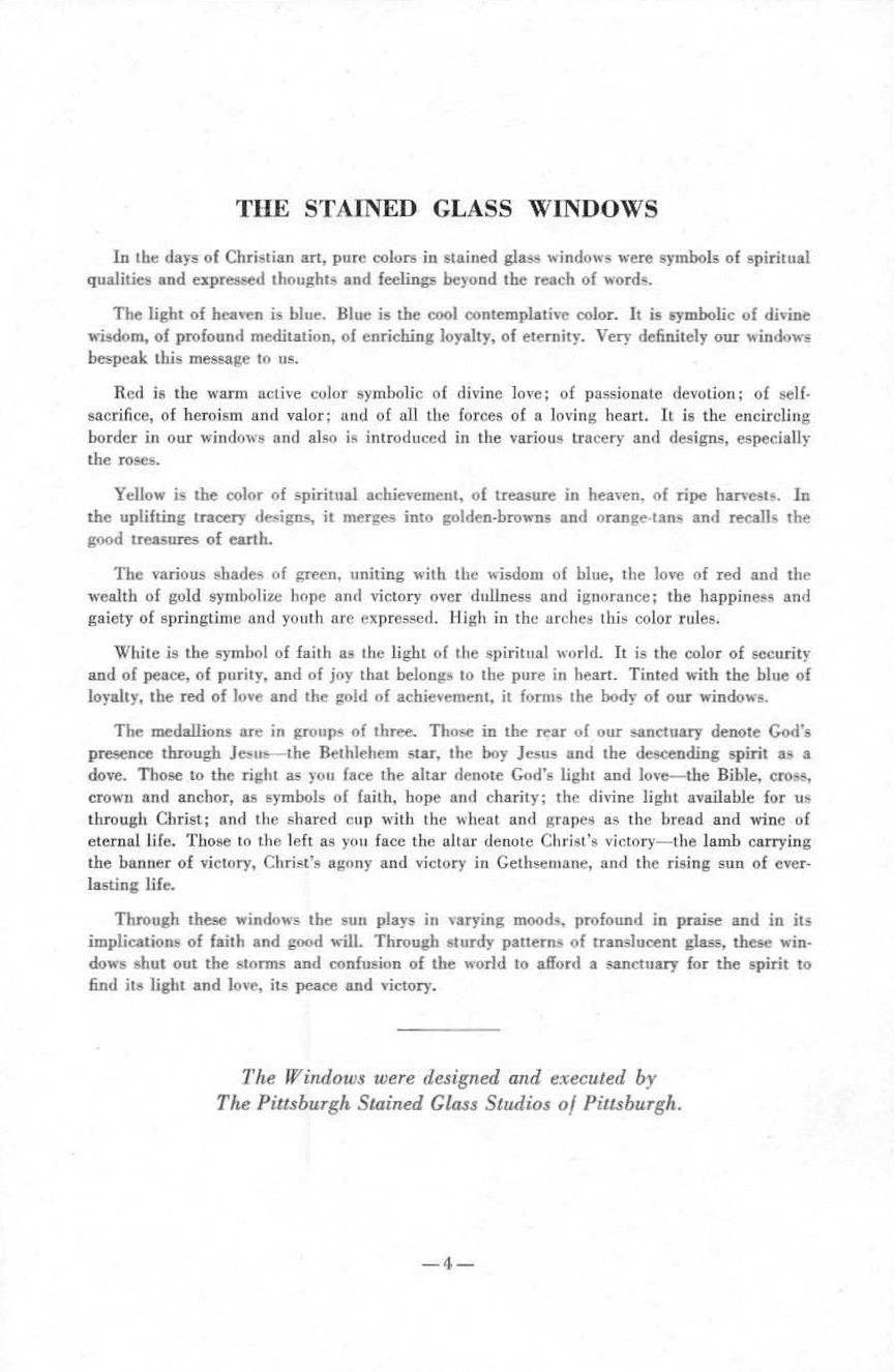 Dedication of New Windows